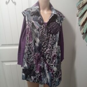 Bundle Southern Lady Purple Top Size 1X and Animal/Floral Vest Size 20W